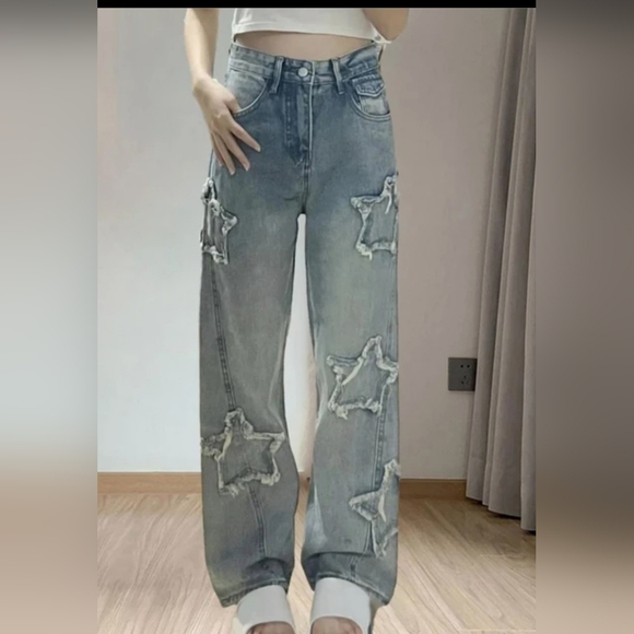 Star Embossed Loose Fit Jean's New Without tags Sz. M - Picture 9 of 10